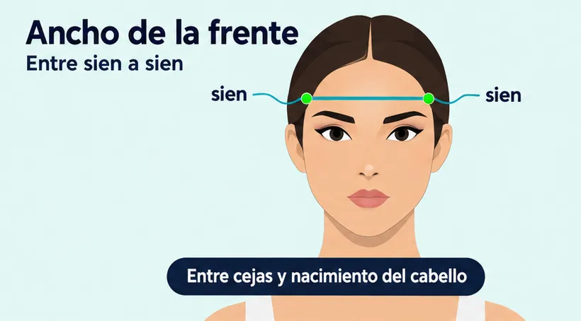 Ilustración: medir el ancho de la frente de sien a sien